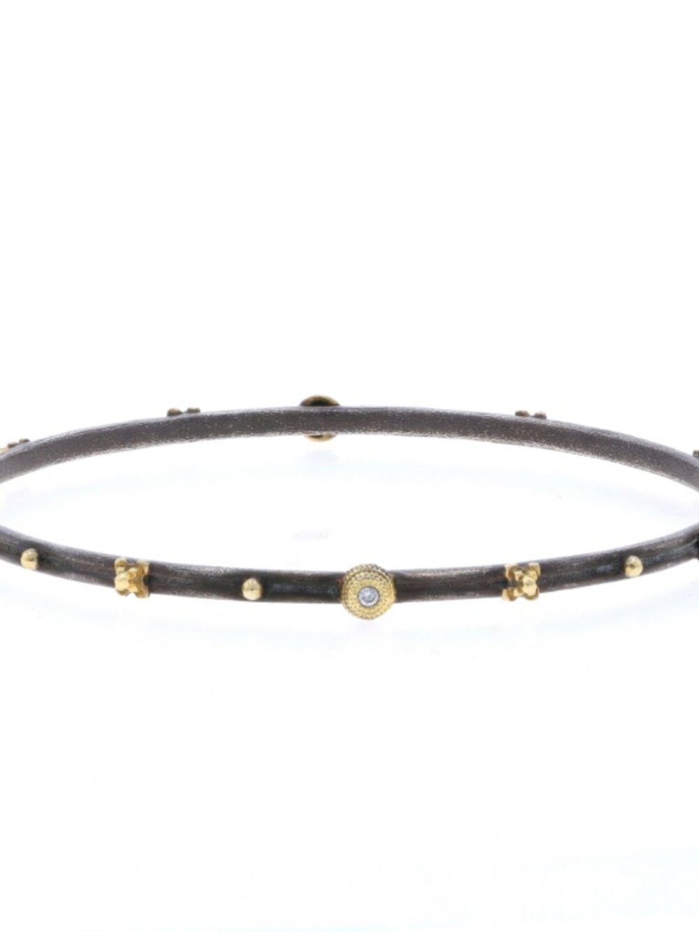 Armenta Crivelli Oxidized Station Diamond Bangle Bracelet 8" Ster 925 Gold 18k